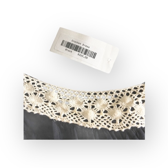 new Shay Todd ❁ Handkerchief Hem Crochet Shoulder Tie Dress Swim Cover ❁ Black L - Picture 9 of 13